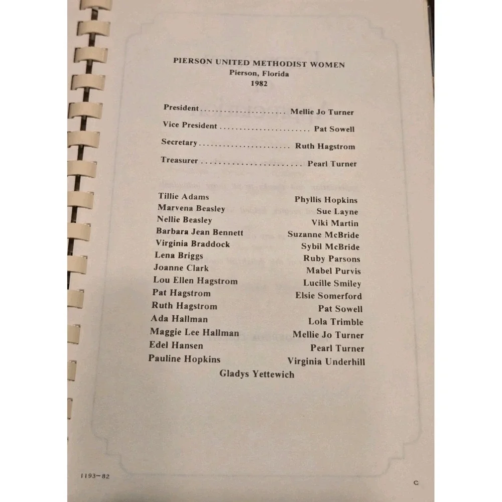 Vintage 1981 Cookbook United Methodist Pierson FL Everything in Good Taste